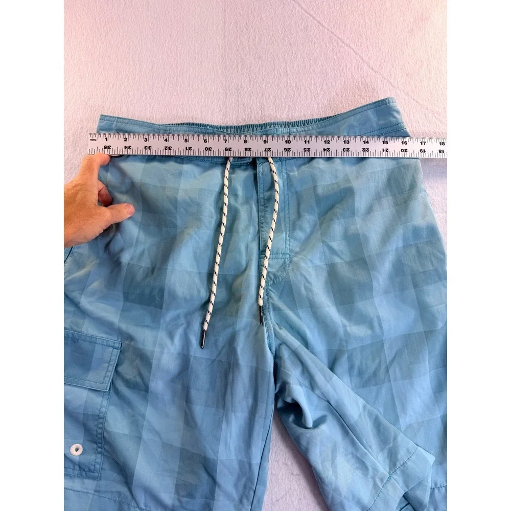 Tommy Bahama Mens Blue Tonal Checkered Cargo Swim Trunks Board Shorts Sz M